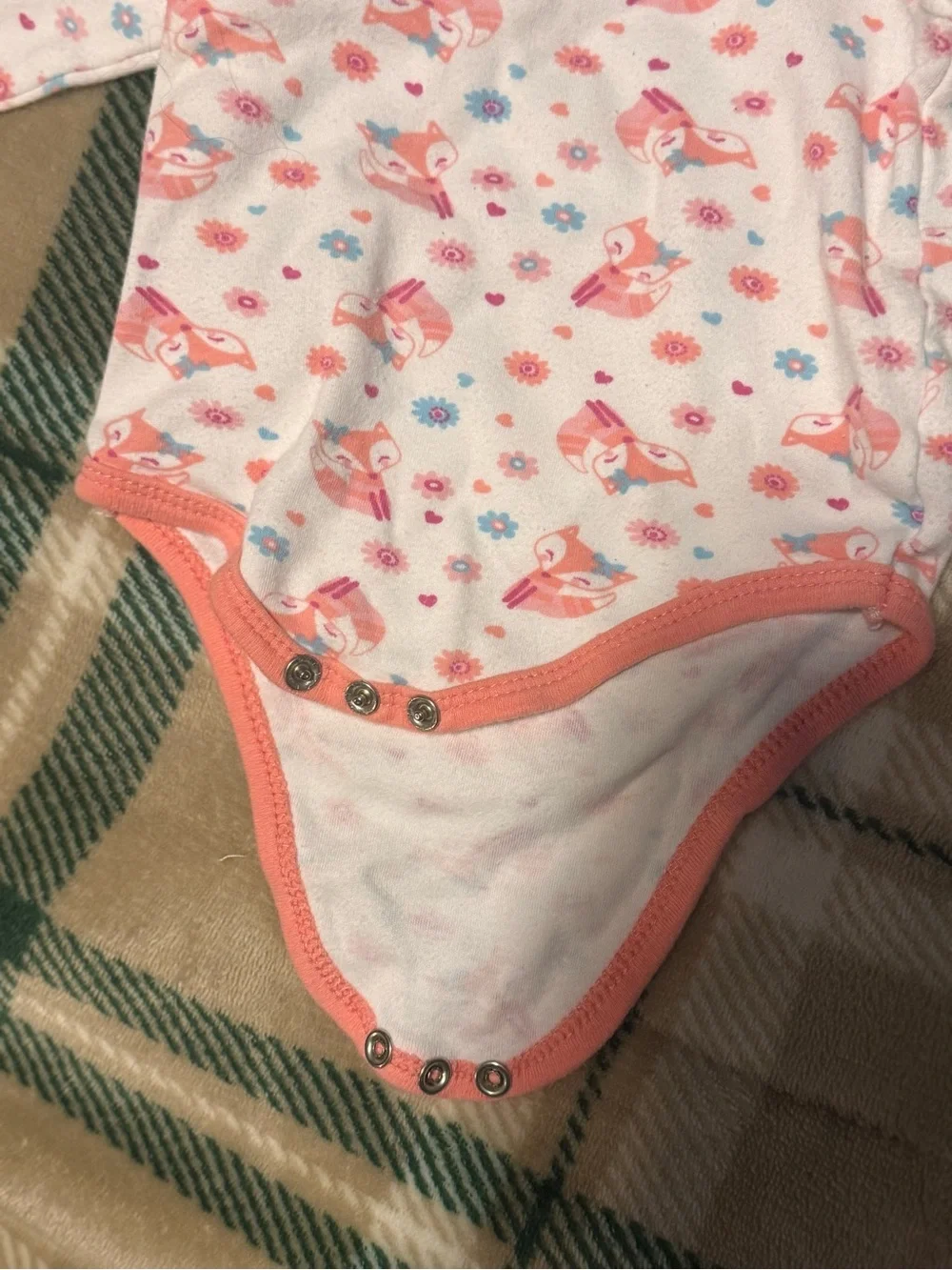 Pink Floral Fox Long-Sleeve Baby Bodysuit